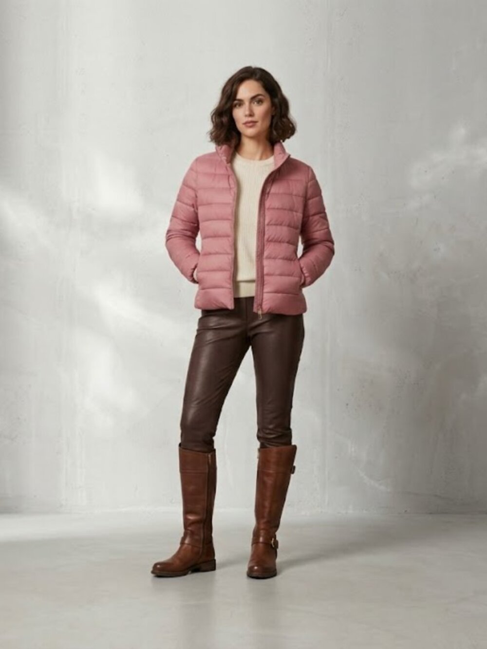 90% White Duck Down Lightweight Packable Puffer Jacket  Dusty Pink Petite Small